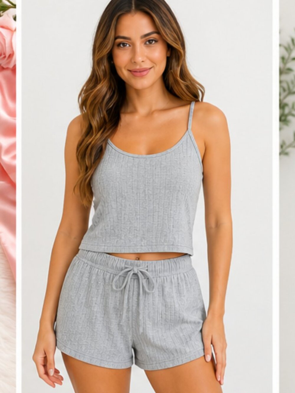 Gray Ribbed 2PC Lounge Set Size S 💕 Conjunto Gris 2 Piezas